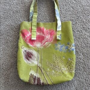 Anthropologie x Epice Paris Floral Watercolor Canvas Tote in Green